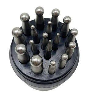 17-teiliger Edelstahl-Stempel, verschiedene Größen, Metallform-Doming-Block-Set, Schmuckschmiedewerkzeug, Metallbearbeitungszubehör