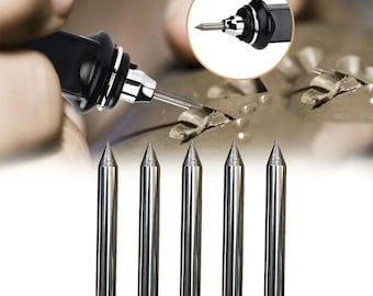 Carbide Engraver Bits Set, 5Pcs, Steel Electric Engraving Tips, Metal Jade Glass Marble Plastic Wood Carving Tools, Jewelry Rotary Accessory