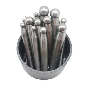 15pcs Steel Dapping Punch Set, Various Sizes, Jewelry Shaping, Metalworking Tool, Craft Forming, Chasing Accessories, Metal Crafting Doming