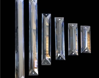 Crystal Prism, K9 Glass Rectangle, Various Sizes, Hanging Chandelier Drop Pendant with 1 or 2 Holes, for Lamp Home Lighting Decoration Tools