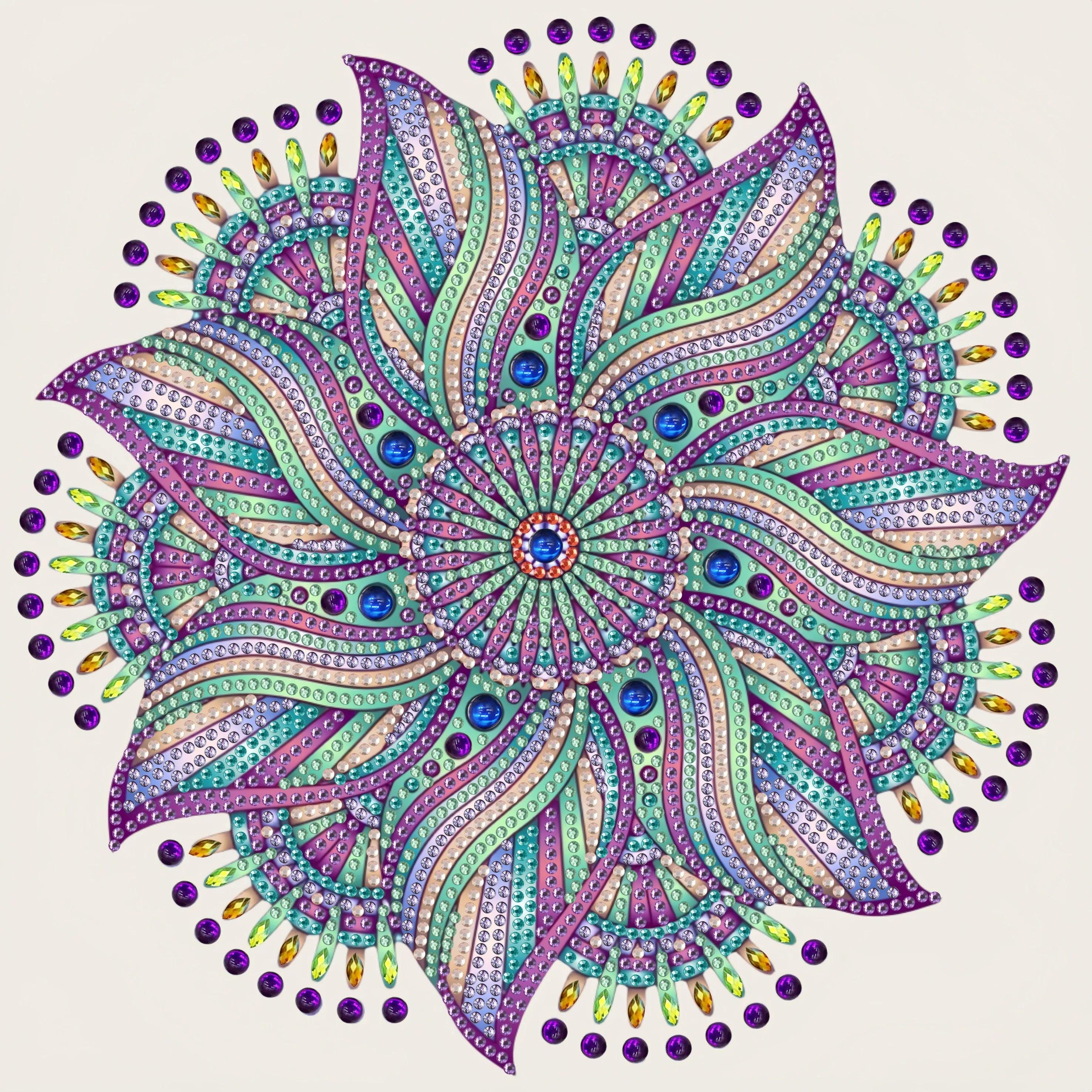 Kit Diamond Painting 5D ABEUTY - Mandala Rosso E Leone Con Cristalli - 30x40cm, Fai Da Te - 2