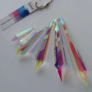 Icicle Drop Pendants, 10Pcs, AB Color Crystal, Various Sizes, Suncatchers Prism, Chandeliers Parts, Lamps Accessories, DIY Home Decor Making