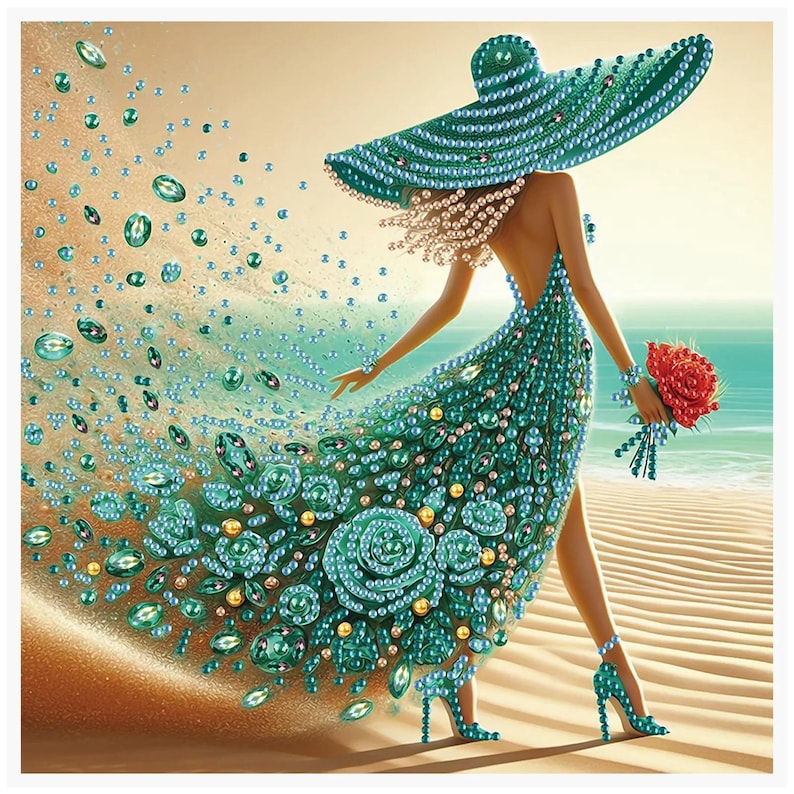 Beach Beauty Diamond Painting Kit, Acrylic, Special Shaped 5D Gem Art ...