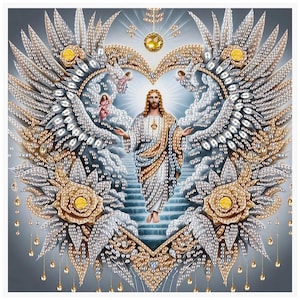 DIY God And Love Diamond Painting Kit, Acrylic, Special Shaped Rhinestones Art for Adults & Beginners, Spiritual Wall Decorations Embroidery