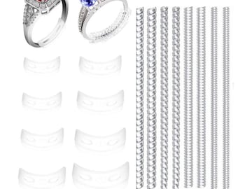 16Pcs Invisible Ring Size Adjusters, Silicone Plastic, Transparent Resizer Guard Set, Jewelry Fit Reducer, Non-Slip DIY Jewelry Fixing Tools