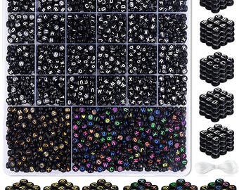 Juego de cuentas con letras del alfabeto de la A a la Z, 1020 piezas, redondas de acrílico, para hacer joyas personalizadas, pulseras de la amistad, manualidades y regalos para scrapbooking.
