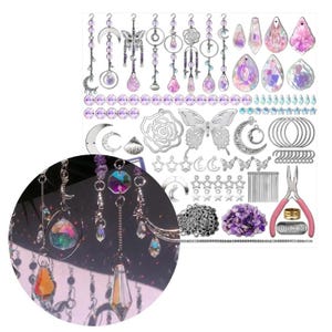 200-Piece Suncatcher Craft Set, Metal, Decorative Crystals, Hooks Chains Accessories, DIY Garden Window Hanging Decorations Making Materials