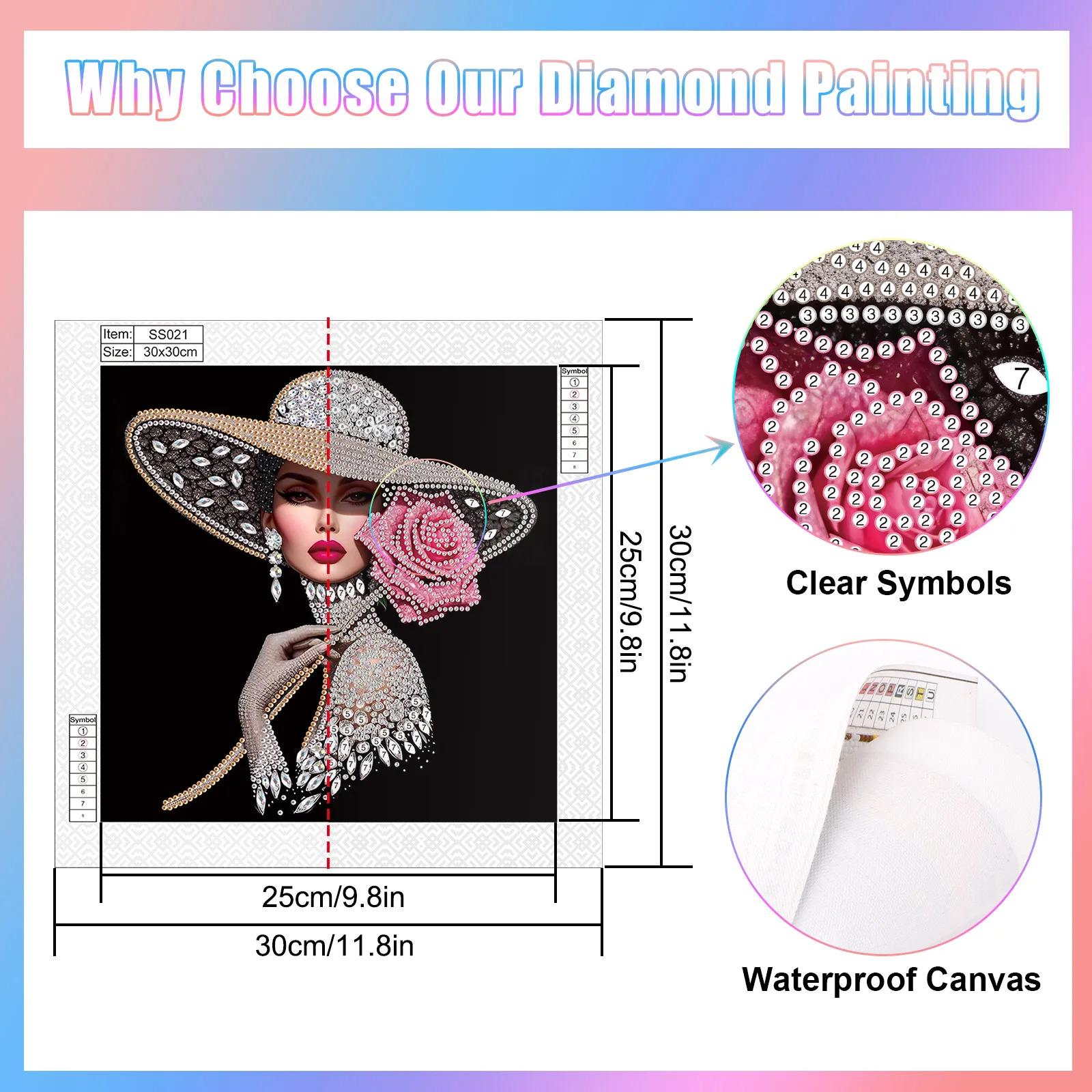 Elegant Lady Diamond Painting Kit, Crystal Rhinestone Embroidery ...
