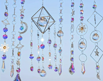 310Pcs DIY Crystal Suncatcher Kit, Glass Metal, Sparkling Hanging Prism, Indoor Window Decoration, Silver Crystal Craft Set Pendant Ornament