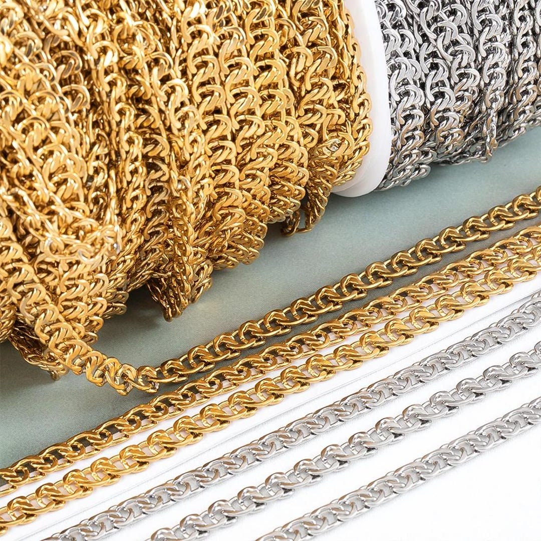 Looped Chain Twisted Loop Chain, 1 Meter, Stainless Steel, Rust Resistant, Flat ...
