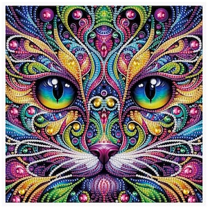 DIY Colorful Cat Diamond Painting, Rhinestones Crystal Embroidery, 5D Special Shape Art Kit, Accessories, Nature Wall Decoration Gift Making