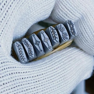 Pianta, foglie Design timbro in metallo, 1-7 pezzi per fai da te creazione di gioielli, bracciale, strumento di incisione, stampa design personalizzato, forniture per lavorazione dei metalli