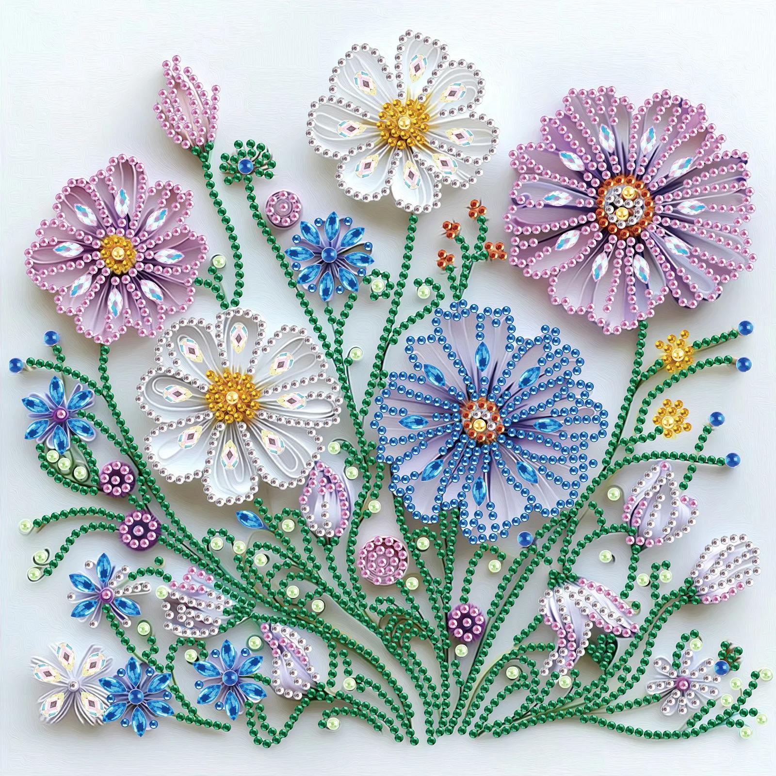 Flower Special Shape 5D Diamond Painting Kit, Floral Pattern Crystals ...