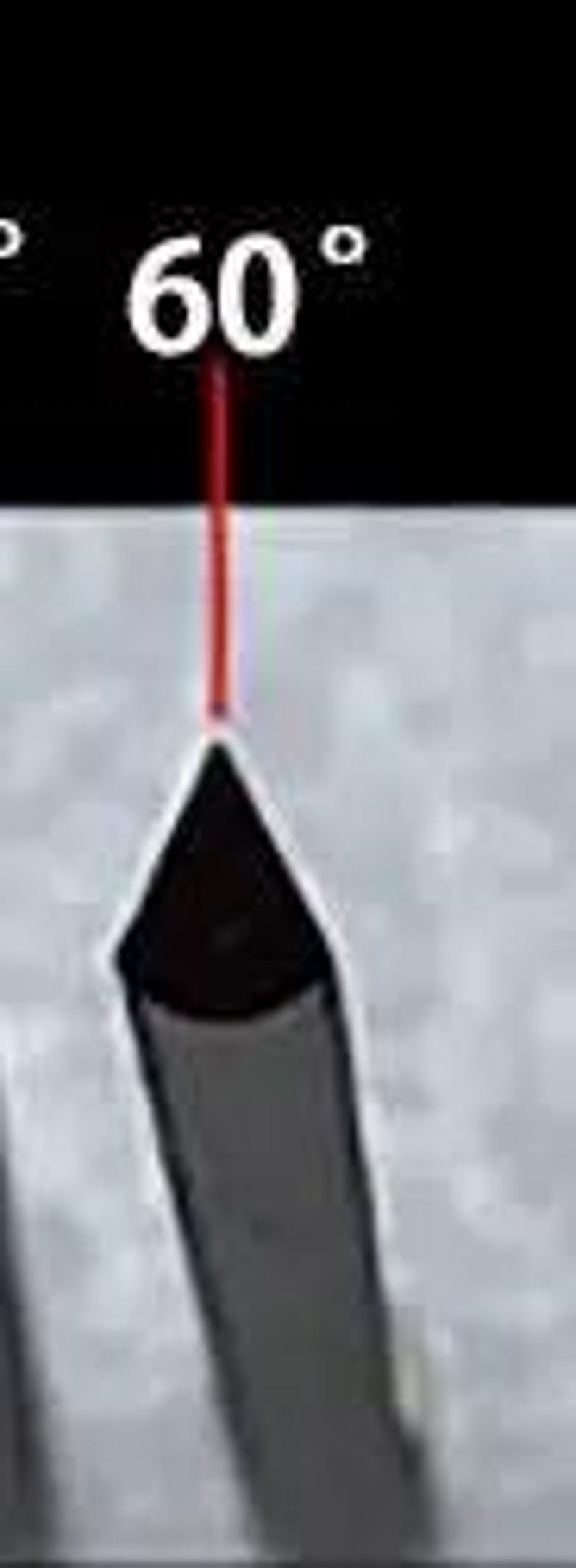 May include: A red laser beam pointing at a 60 degree angle, with the number 60 in white text above the beam.