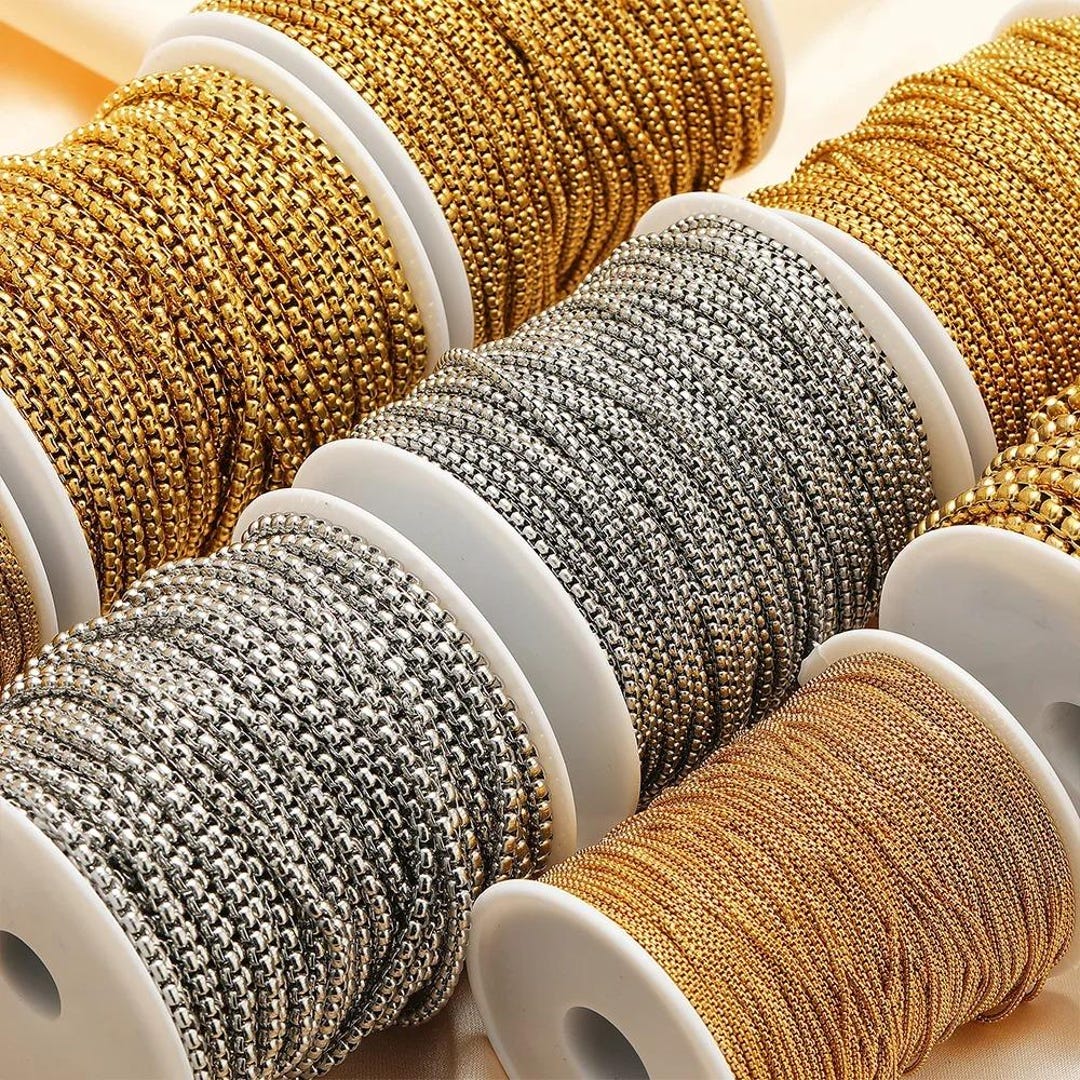 Rolo Box Chains, 2 Meters Stainless Steel, Various Sizes, DIY Jewelry ...