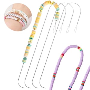 4Pcs Curved Beading Needle, Stainless Steel, Large Eye, Bead Spinner, Jewelry Making Tools, Loader Accessory, Wire Threader, Pearl Stringing