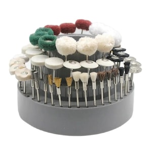 60Pcs Jewelry Polishing Mop Brush Set, Nylon, Plastic, Cloth Buffing Wheels with Drill Bits, Storage Case, DIY Rotary Tools Stand Organizer