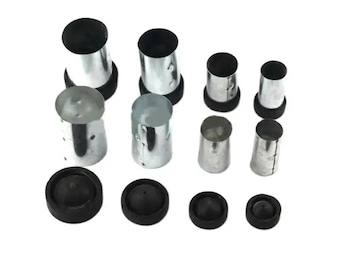 Jewelry Shell Casting Flask, 10 Pieces Aluminum Plaster Mold Processing Tools for DIY Jewelry Making with 1 Rubber Sprue Base 20/25/30/35mm
