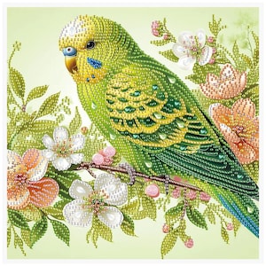 Green Parrot Painting, DIY Special Shape Diamond Art Embroidery Kit, Home Wall Decoration Making, Gift Item Relaxing Craft Activity Material