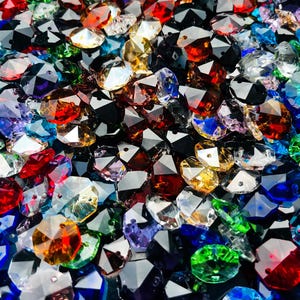 50Pcs Crystal Octagon Bead, 2 Holes Glass, Various Colors, Chandelier Parts, DIY Jewelry Material, Garden Window Home Hanging Ornament Decor