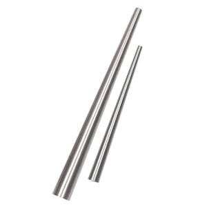 May include: Two stainless steel metal tools with a conical shape. The larger tool is approximately 10 inches long, and the smaller tool is about 6 inches long. Both tools have a polished, reflective surface and are set against a white background.