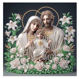 DIY God Family Diamond Painting Kits, Acrylic, Special Shaped Crystal Dot Arts, Inspirational Wall Decor Gift Making, Embroidery Accessories