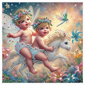 DIY Happy Angels Diamond Painting Kit, Acrylic, Special Shaped Diamond Art, Spiritual Wall Decoration Craft Gift Idea Embroidery Accessories