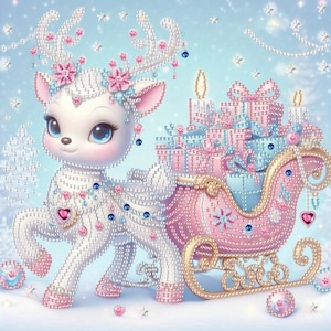 Gift Deer Diamond Art Kit, Special Shaped Crystal Rhinestones Painting, DIY Adult Craft Embroidery Accessory, Home Wall Sparkling Decoration