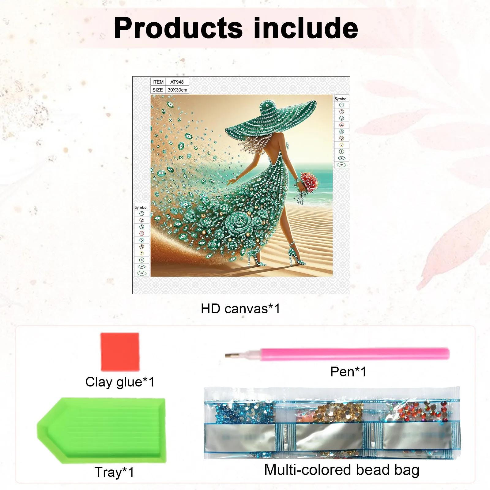 Beach Beauty Diamond Painting Kit, Acrylic, Special Shaped 5D Gem Art ...