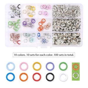Metal Snap Fasteners Kit, 100/200pcs, Grommet Rivets Press Stud Buttons, Leathercraft Accessories, Sewing Material, Clothes Bag Installation