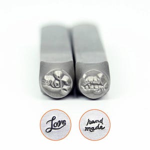 Carimbo de metal, amor, padrão de letras feitas à mão, durável, para joias DIY, gravura, impressão de imagens, metalurgia, equipamento de joalheiro