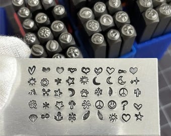 Kit de Estampagem em Metal, 9 Peças, Desenho Animado de Lua, Estrela e Coração, Punção de Aço, Fabricação de Joias, Ferramenta de Punção para Gravação DIY, Punções para Decoração de Logotipos