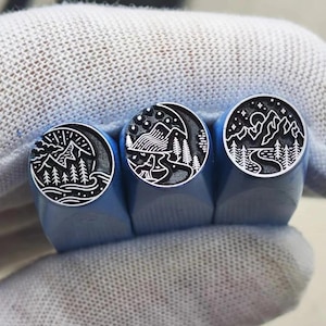 High Mountains Running Water Metal Stamps, Nature Themed Steel Stamping Punch, Jewelry Design Making, Leather Silver Symbolic Crafts Punches