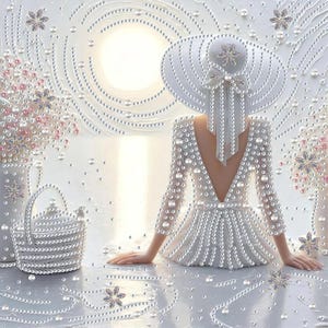 Kit de pintura de diamantes "Mujer al atardecer" con diseño de paisaje, mosaico de bordado de cristal con perforación parcial (30 x 30 cm)