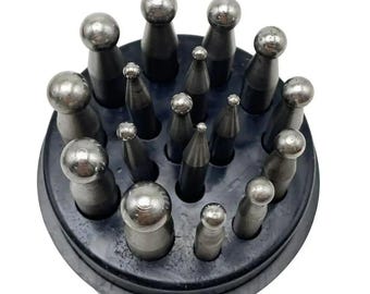 ダッピングセット - ジュエリー製作用パンチ24個とブロック - 25-617