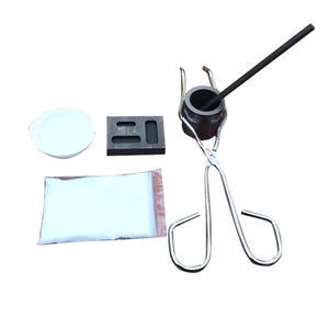 6pcs Gold Silver Jewelry Torch Melting Kit, Crucible Clamp Mixing Rod Graphite Ingot Mold Set DIY Tool, Precious Metal Casting Melting Set