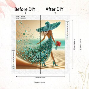 Beach Beauty Diamond Painting Kit, Acrylic, Special Shaped 5D Gem Art ...