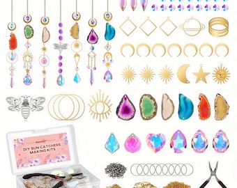 DIY Crystal Suncatcher Making Kit, Glass Metal, Hanging Window Prism Agate Sun Catcher Craft Set, Home Decoration Pendant Making Accessories