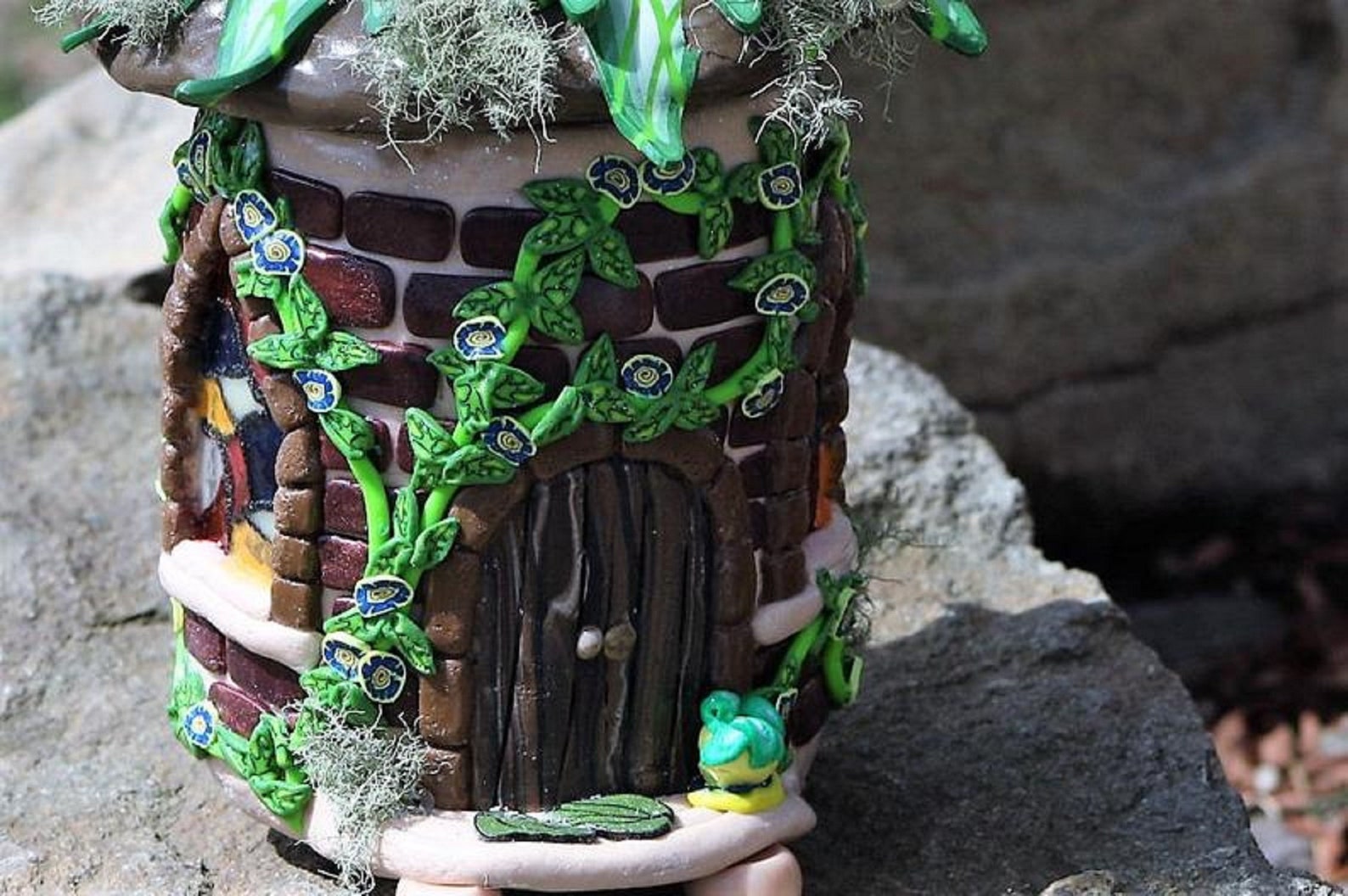 Polymer Clay Brick Fairy House Glowing up Cycled Etsy