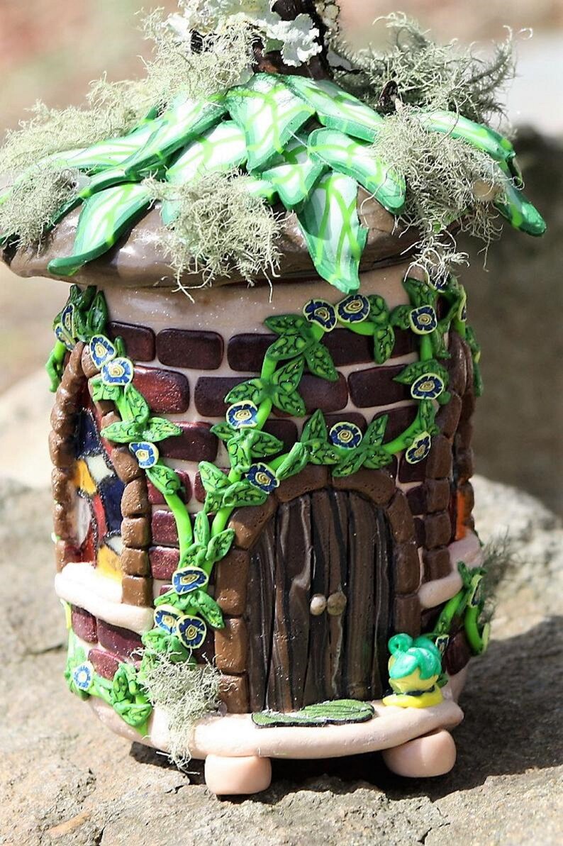 Polymer Clay Brick Fairy House Glowing up Cycled Etsy