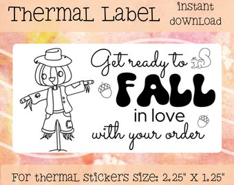 FALL in Love Thermoaufkleber Digital Download, Verpackungsetiketten für kleine Unternehmen, Thermoaufkleber für Small Biz