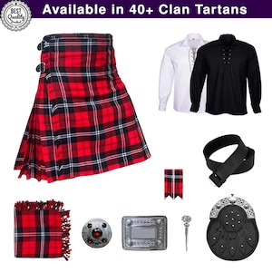 Men&#39;s Wedding Kilt Outfit Scottish Celtic design 9 pieces Traditional dress kilt set available in 45+ Clan Tartans