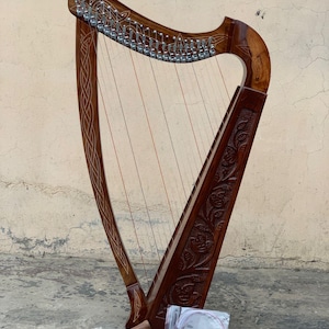 Rosewood 22 Strings Irish Lyre Harp with Free Carry Bag, Tunning Key And Nylon Strings