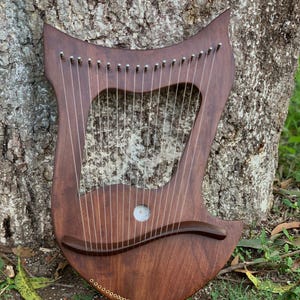 Handmade Lyre Harp 18 Strings Rosewood Lyre Musical Instrument with Free Strings, Tuning Key and Carry Bag