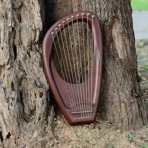 Rosewood Lyre Harp 10 Strings Musical Instrument with Tuning Key Strings Set & Carry Bag