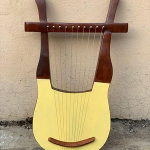 Rosewood Yellow Lyre Harp 10 Strings Wooden Lyre with Free Tuning key and Bag