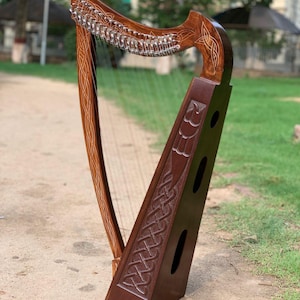 Rosewood 22 Strings Celtic Irish Lyre Harp with Free Carry Bag, Tunning Key And Nylon Strings
