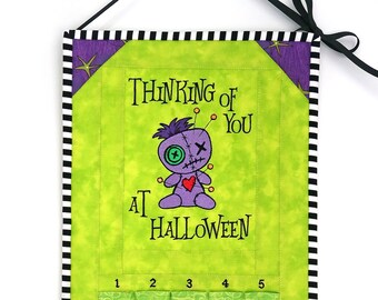 Halloween Countdown Calendar / Advent Calendar ~ VooDoo Doll / Thinking of You at Halloween ~ quilted and ready to hang for October!