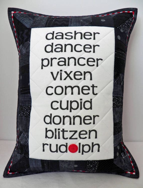 Reindeer Names Quilted Pillow Sham Reindeer Subway Sign Etsy
