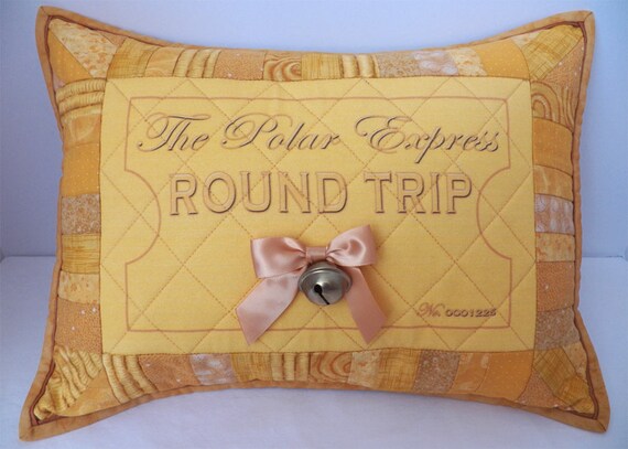 Polar Express Quilted Pillow Sham Round Trip Golden Ticket Etsy